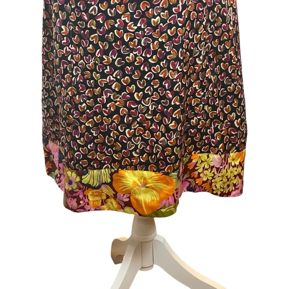 DEMA 100% Silk Hearts Floral Mixed Print Sleeveless Dress Large Party Valentines - Picture 4 of 11